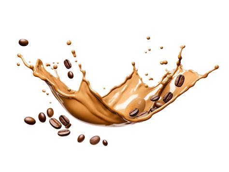 Coffee Splash With Coffee Beans Isolated On Transparent Background Png