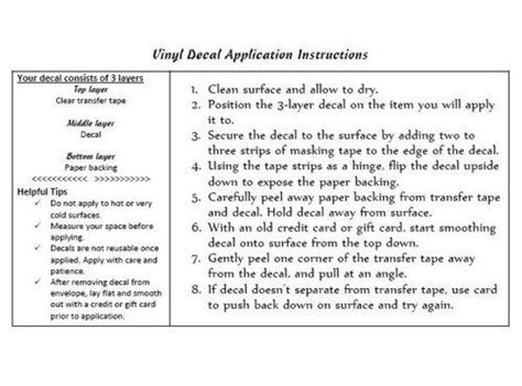 Vinyl Decal Application Instructions Free Printable The Steady Hand