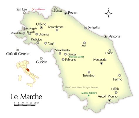 Map And Travel Guide For Marche Region Of Central Italy