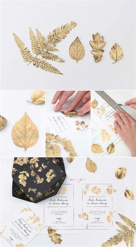 Creating the perfect wedding invitation is something that every bride desires. 10 Creative and Gorgeous DIY Wedding Invitation Ideas | Wedding invitations leaves, Gold wedding ...