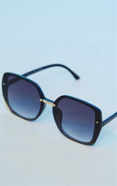 Black Frameless Hardware Square Sunglasses Prettylittlething Aus