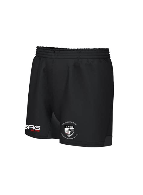 Pro rugby shorts, 2 pockets, reinforced seems (3 colors in 6 sizes) Wolverhampton RUFC Pro Rugby Shorts - Black | SRG Elite