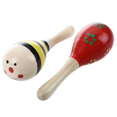New 2 X Wood Maracas Musical Instrument Toy For Kids In Toy Musical