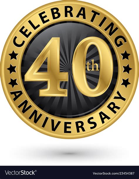 Celebrating 40th Anniversary Gold Label Royalty Free Vector