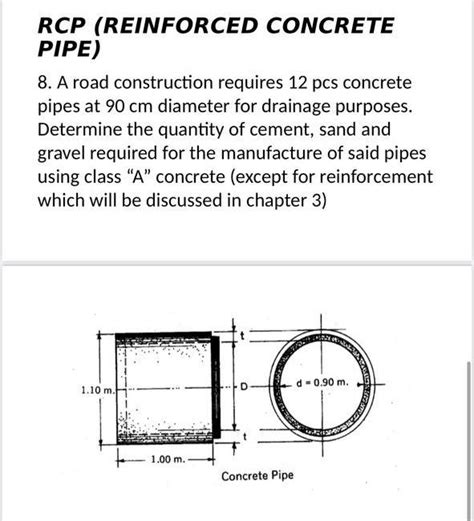 Solved Rcp Reinforced Concrete Pipe 8 A Road Construction