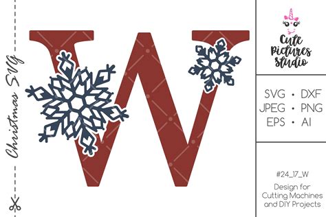 Christmas Monogram Svg Snowflake Letter W Svg Dxf Png 385513