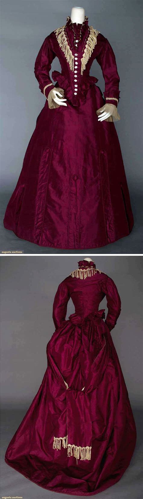 Magenta Silk Dinner Dress 1870s Historical Dresses Vintage Outfits