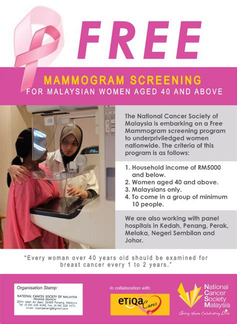 National Cancer Society Of Malaysia Penang Branch Free Mammogram