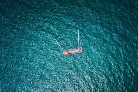 Premium Photo Aerial View Fishing Boat On The Sea