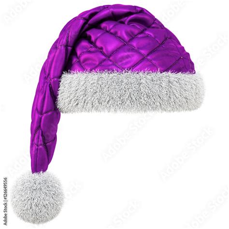 Santa Claus Purple Hat Isolated On White Background 3d Illustration