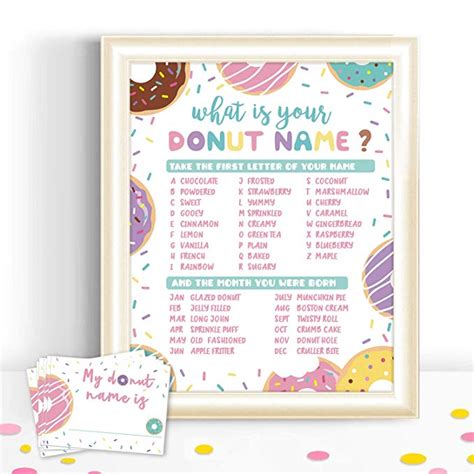 Levfla Whats Your Donut Name Game Girls Sprinkles Birthday Party Sign