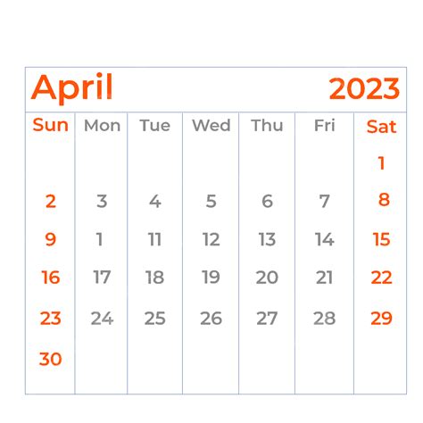 Calendar April 2023 Vector Png Images 2023 April Calendar Simple 2023