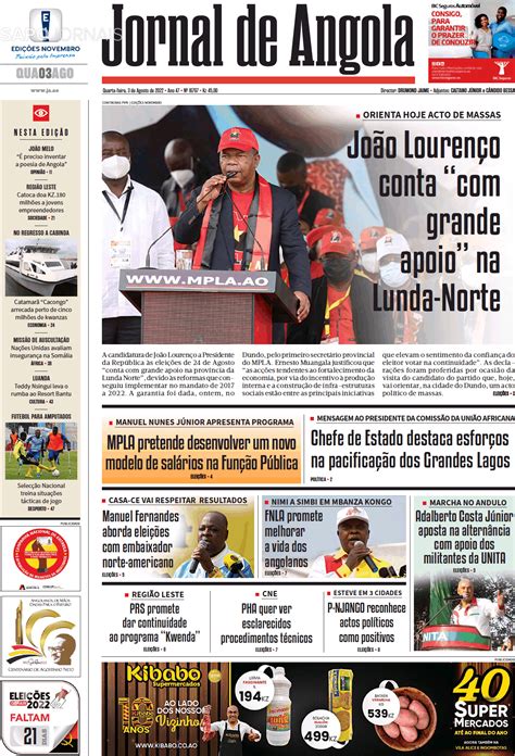 Jornal De Angola 3 Ago 2022 Jornais E Revistas Sapopt Última Hora E Notícias De Hoje