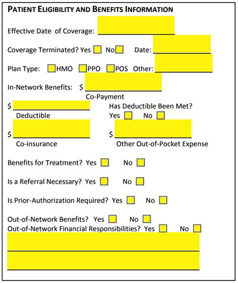 Free Medical Health Insurance Verification Form Pdf Eforms