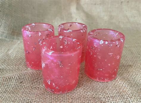 Pink Shot Glass Set With Silver Foil Silver Foiled Shot Etsy