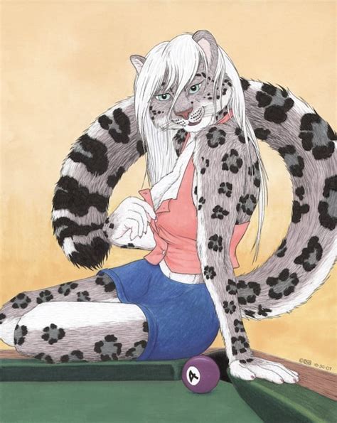 Sexy Female Anthro Snow Leopard Teasing Pose On Pool Table Etsy