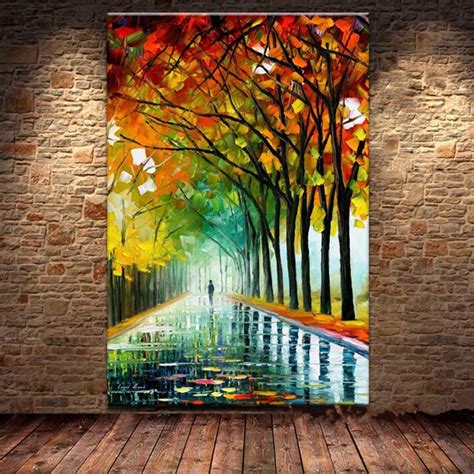Large Handpainted Abstract Street Landscape Oil Paintings
