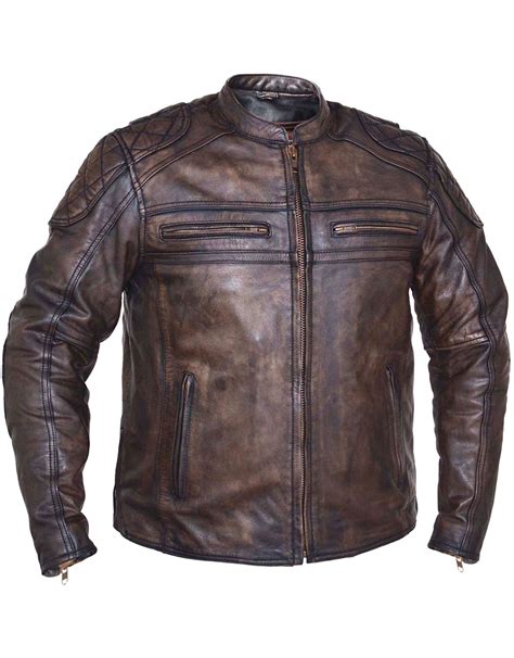 Mens Montana Brown Premium Buffalo Leather Motorcycle Jacket Mlsj71