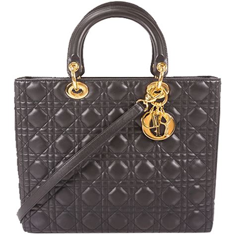 Buy Dior Black Quilted Leather Large Lady Dior Bag 217090 At Best Price