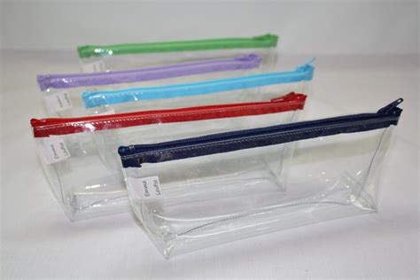 85 X 3 Inch Clear Vinyl Zippered Pencil Pouch With Gusseted