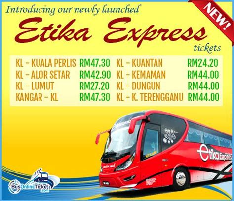 Catchthatbus provide users with the convenience of booking online bus tickets from buses operating at terminal bas ekspres kuala perlis. Etika Express offer bus tickets to Kuala Perlis and many ...