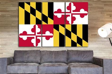 Maryland State Flag Print On Canvas Maryland Flag Art Maryland Etsy