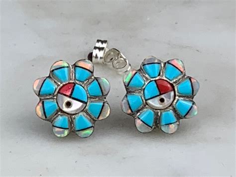Sterling Silver Native American Zuni Sun Face Chief Onyx Turquoise