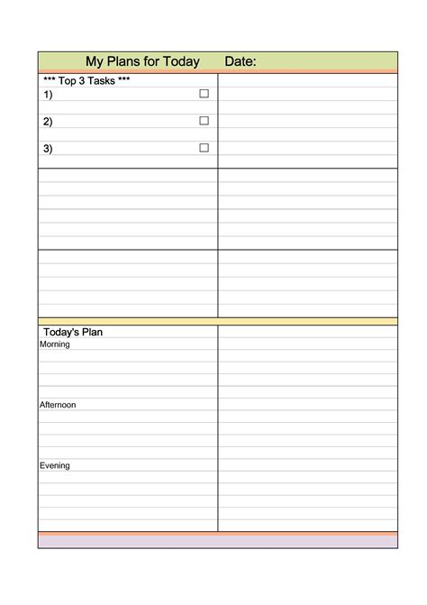 Daily Planner Template Printable Free Printable Templates