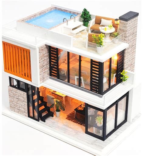 1 24 Diy Miniature Dollhouse Kit Modern House In Florence Etsy
