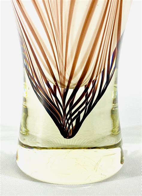 Mcm Murano Cased Glass Vase Brown Swirls Etsy