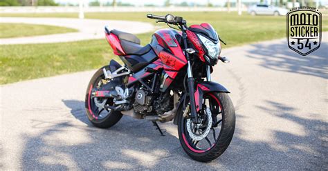 Bajaj Pulsar Ns200 Custom Design Red Sticker Kit Bike Pic Motorcycle