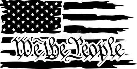 Distressed Tattered American Usa Flag We The People Preamble Stock