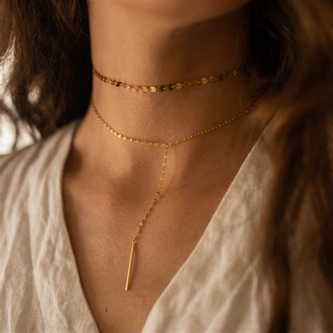 Dainty 14K Gold Chain Choker Necklace For Women Minimalist Etsy UK