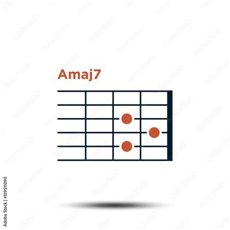 Amaj7 Basic Guitar Chord Chart Icon Vector Template Stock Vector