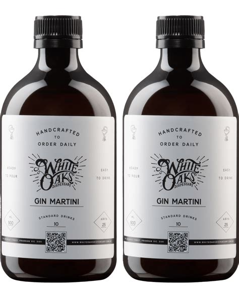 White Oaks Dispensary Classic Gin Martini 500ml Pack Of 2 Bottled Cocktails Boozy