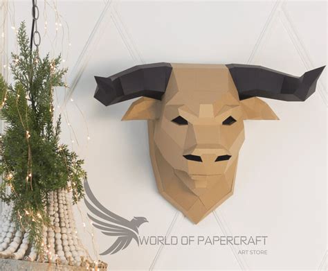 Papercraft Cow Bull 3d Paper Low Poly Sculpture Template Etsy