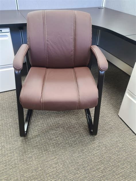 Used Brown Leather Guest Chairs Continental Office Group For Sale Buy