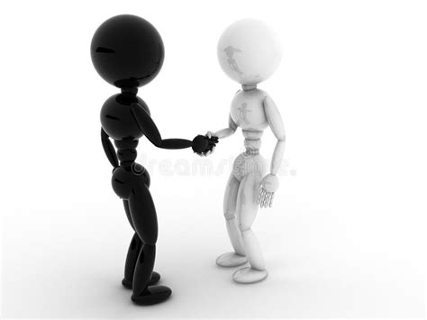 White And Black People Shaking Hands 2 Stock Illustration
