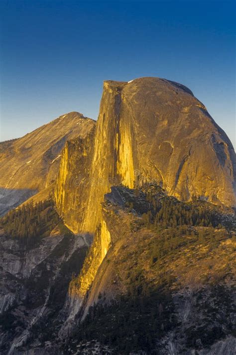 Sunset At Half Dome Yosemite National Park Stock Photo Image Of Gold