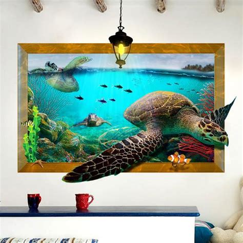 3d large sea turtle metal wall art. 3D Sea Turtle Livingroom Bedroom Animals Floor Home ...