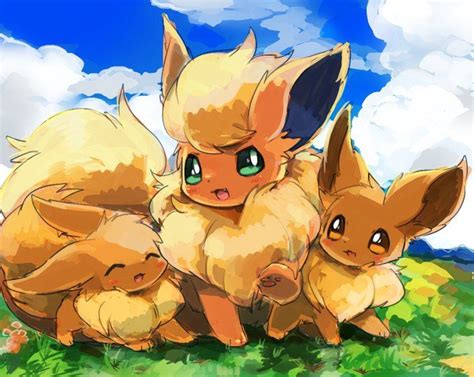 Extremely Cute Eevees Flareon Arte Pokemon Cosas De Pokemon
