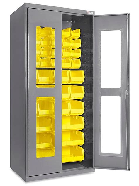 Clear View Bin Storage Cabinet 36 X 24 X 78 42 Yellow Bins H 8481y