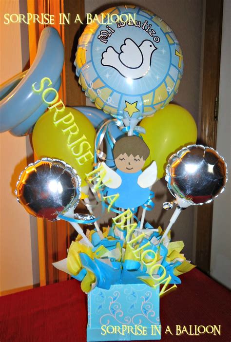 Baptism Centerpiece With Balloons By Sorprise In A Balloon Balloons