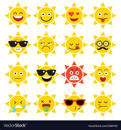 Emojis Sun Sunlight Royalty Free Vector Image Vectorstock