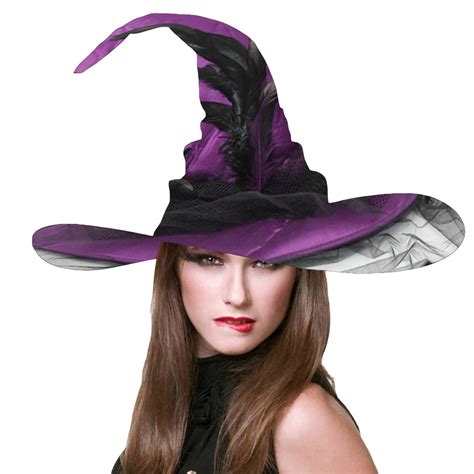 Witch Hats For Women Halloween Feather Wizard Hats Adult Witch Carnival