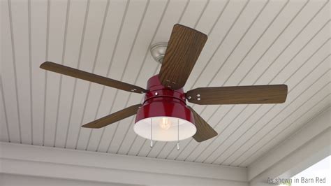 Hunter 59309 52 In Mill Valley Barn Red Ceiling Fan With Light Youtube