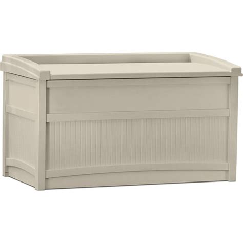 Suncast 50 Gallon Outdoor Resin Deck Storage Box With Seat Light Taupe