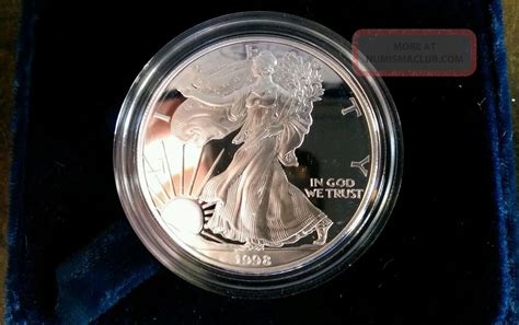 1998 1oz Silver American Eagle 1 Bullion Proof W Box