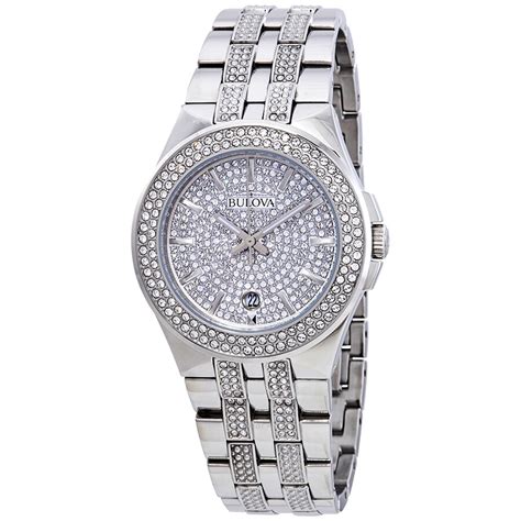 Bulova Crystal Pave Mens Watch 96b235 042429529946 Watches Crystal