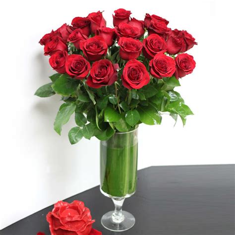Two Dozen Red Roses In A Vase By Los Angeles Florist
